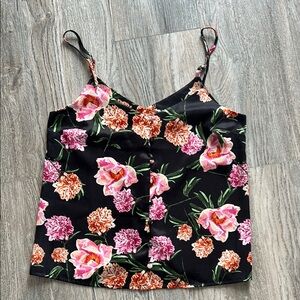 Floral Camisole Top with Pink and Orange Blooms